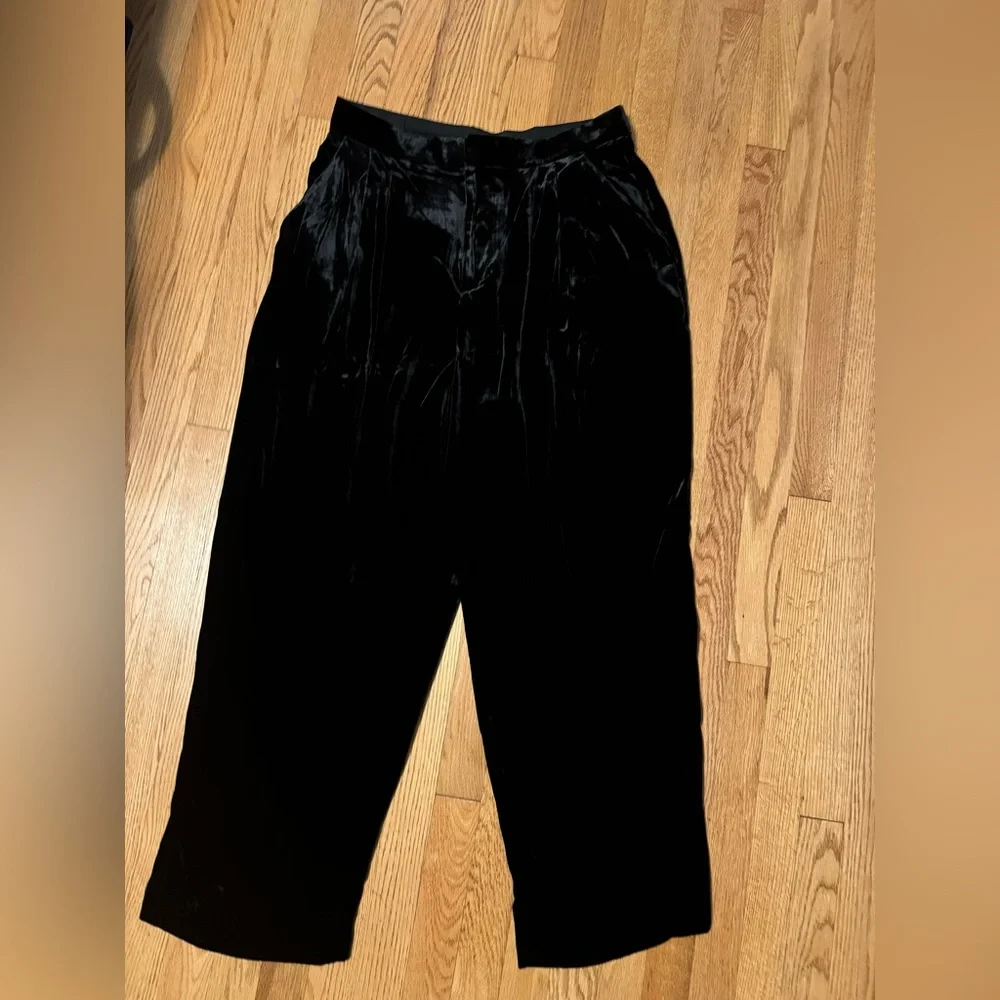 NWT Banana Republic Veluro Relaxed Black 
Velvet Pant size 12 - Picture 3 of 6